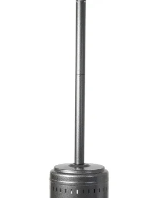 A silver pole with a black top