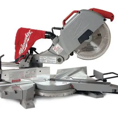 A miter saw sitting on top of a table.